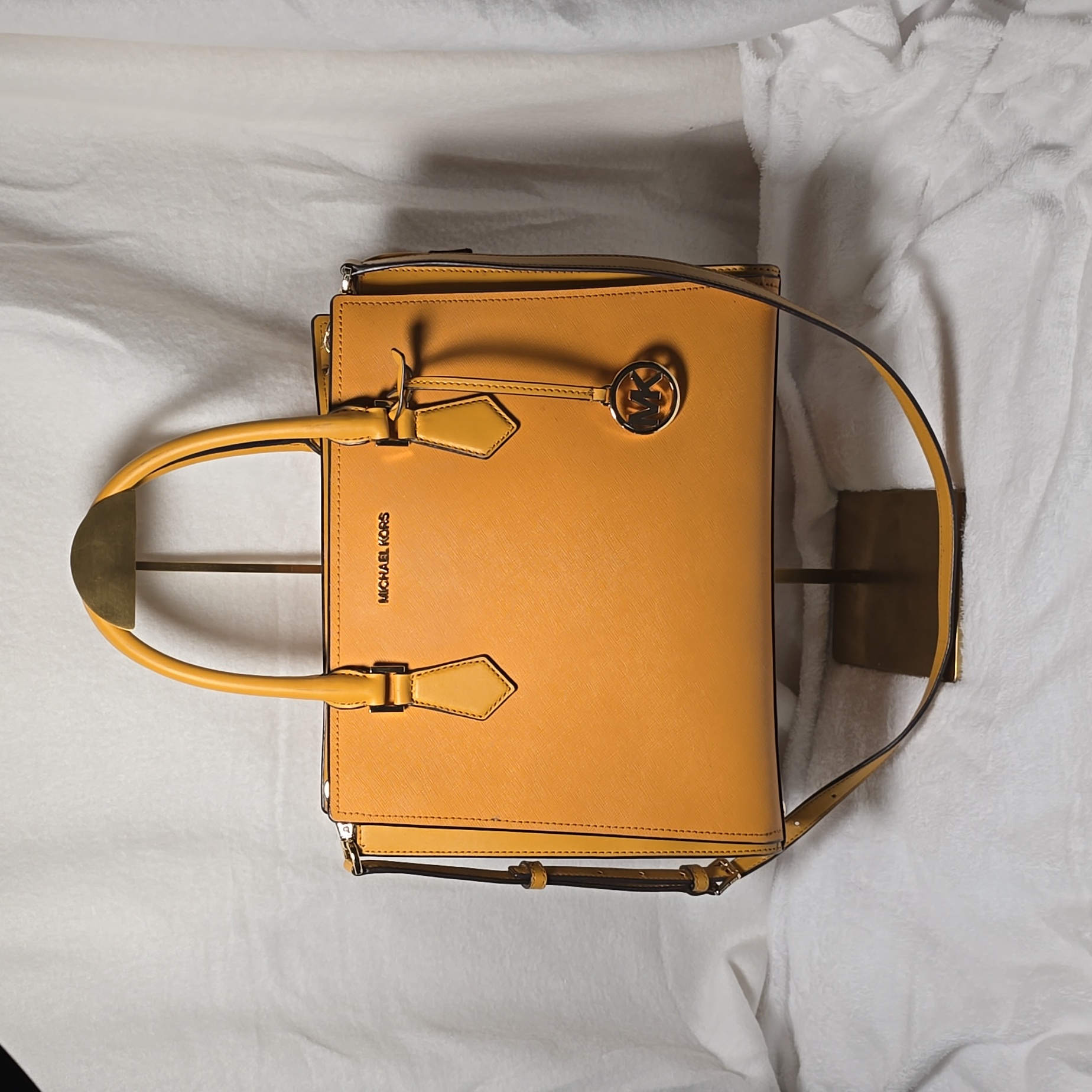 Michael Kors Hope Saffiano Leather Large Satchel Marigold Yellow